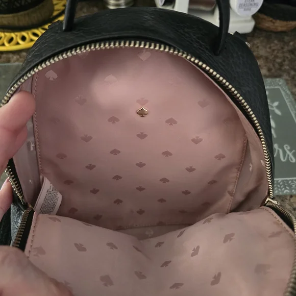 Kate Spade Black Leather Backpack with Gold Details - Picture 5 of 5
